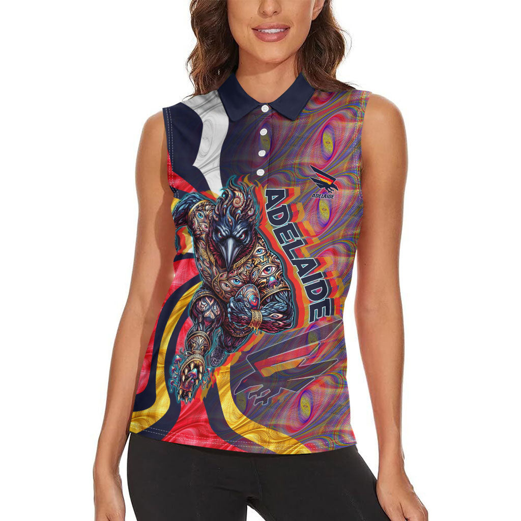 Personalised Adelaide Crows Women Sleeveless Polo Shirt Trippy Psychedelic Abstract Art Mascot Football Fans