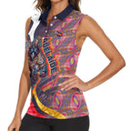 Personalised Adelaide Crows Women Sleeveless Polo Shirt Trippy Psychedelic Abstract Art Mascot Football Fans