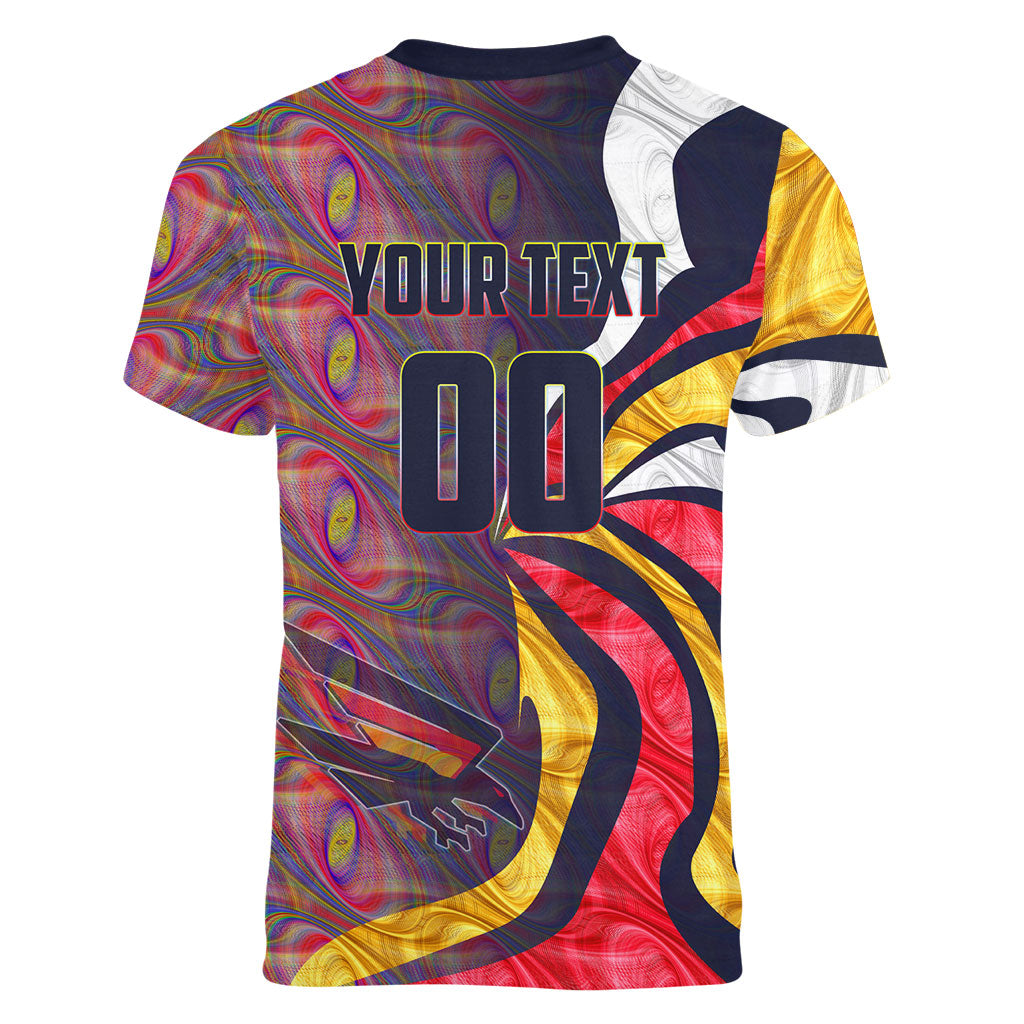 Personalised Adelaide Crows Women V-Neck T-Shirt Trippy Psychedelic Abstract Art Mascot Football Fans