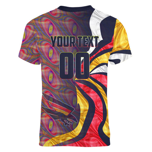 Personalised Adelaide Crows Women V-Neck T-Shirt Trippy Psychedelic Abstract Art Mascot Football Fans
