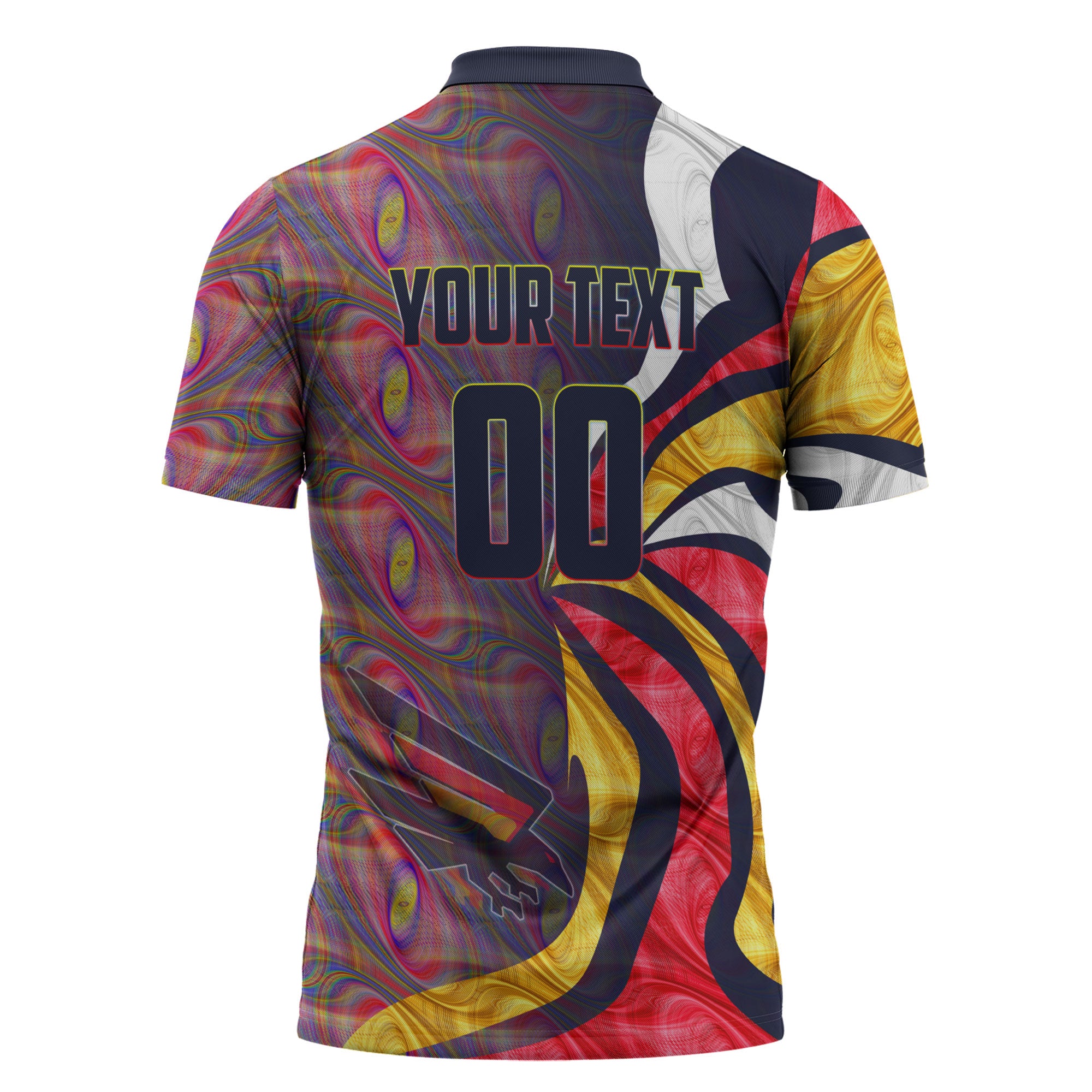Personalised Adelaide Crows Zipper Polo Shirt Trippy Psychedelic Abstract Art Mascot Football Fans