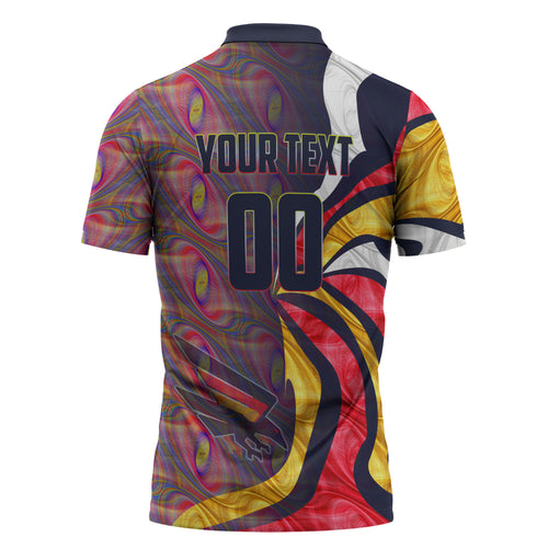 Personalised Adelaide Crows Zipper Polo Shirt Trippy Psychedelic Abstract Art Mascot Football Fans