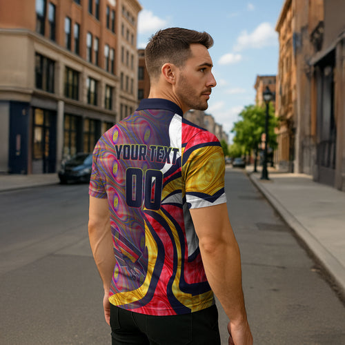 Personalised Adelaide Crows Zipper Polo Shirt Trippy Psychedelic Abstract Art Mascot Football Fans