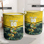 Personalised Kangaroos Rugby Laundry Basket Aboriginal Pattern Australia Colors Tribal Sports