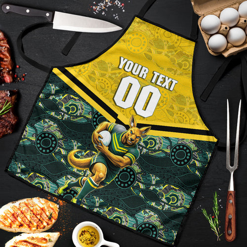 Personalised Kangaroos Rugby Apron Aboriginal Pattern Australia Colors Tribal Sports