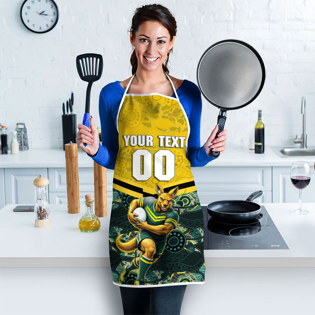 Personalised Kangaroos Rugby Apron Aboriginal Pattern Australia Colors Tribal Sports