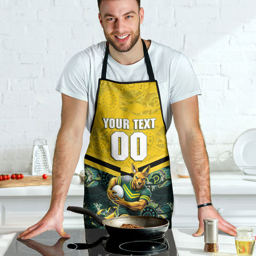 Personalised Kangaroos Rugby Apron Aboriginal Pattern Australia Colors Tribal Sports