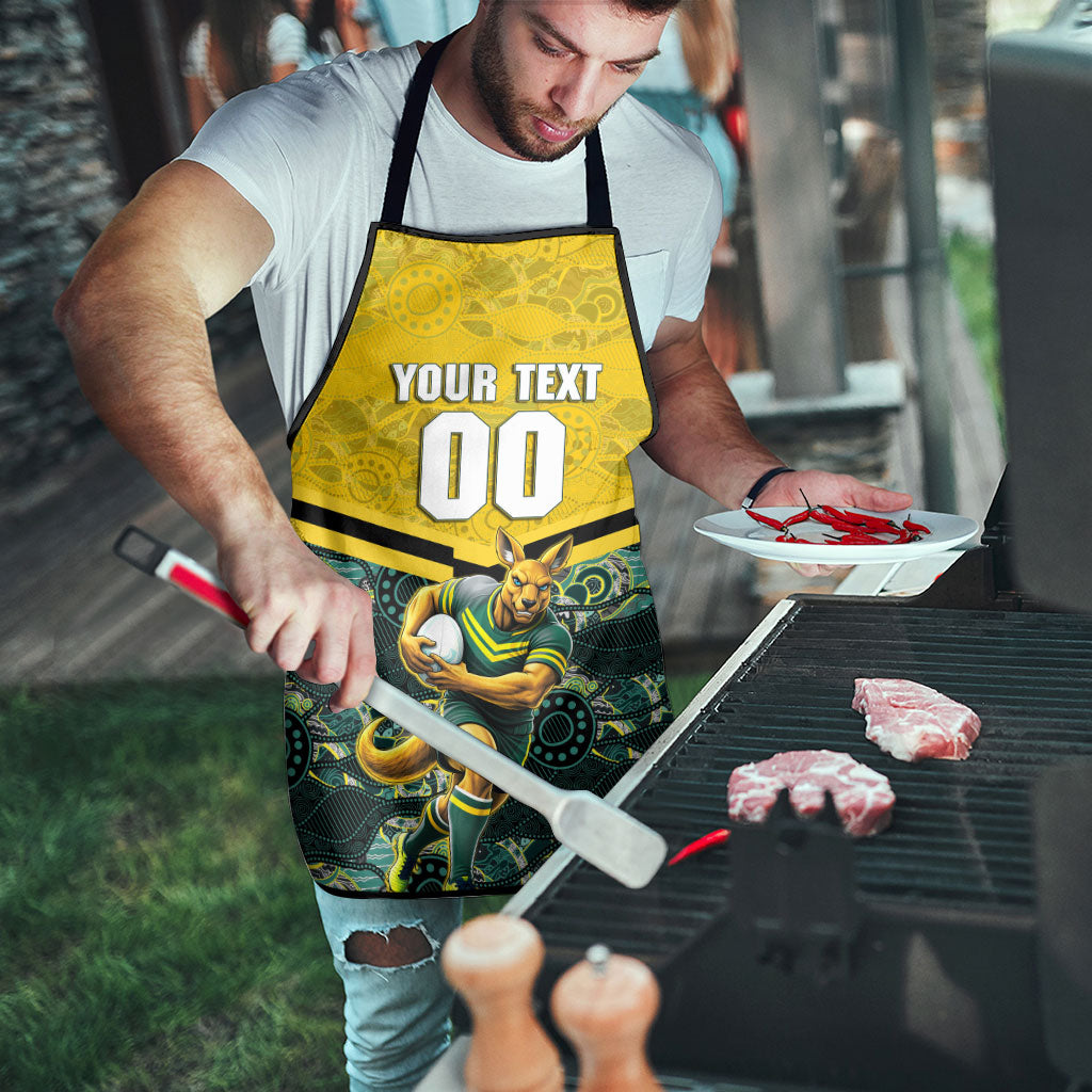 Personalised Kangaroos Rugby Apron Aboriginal Pattern Australia Colors Tribal Sports