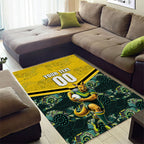 Personalised Kangaroos Rugby Area Rug Aboriginal Pattern Australia Colors Tribal Sports