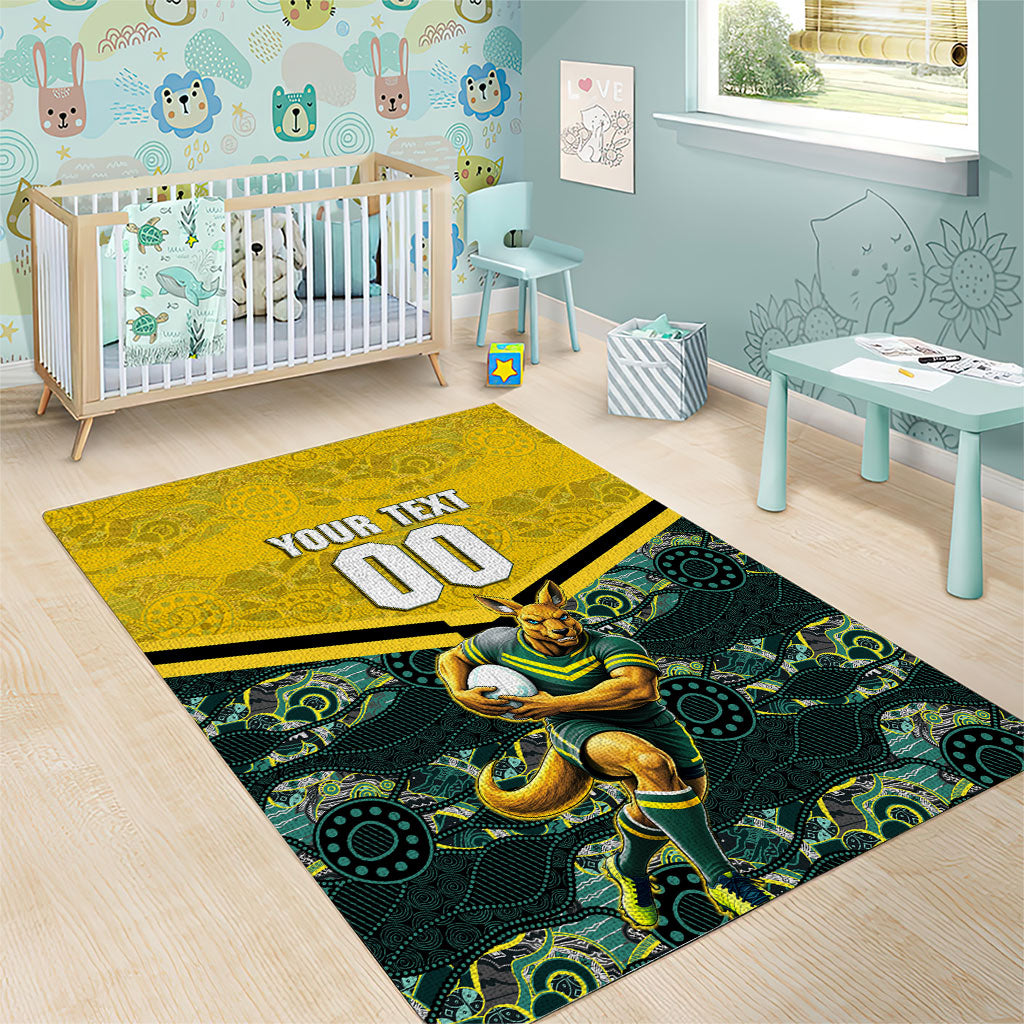 Personalised Kangaroos Rugby Area Rug Aboriginal Pattern Australia Colors Tribal Sports