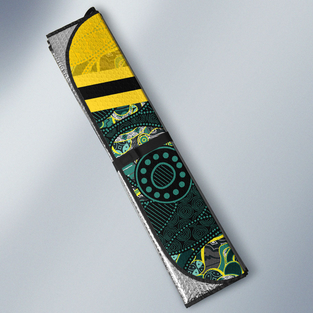 Personalised Kangaroos Rugby Auto Sun Shade Aboriginal Pattern Australia Colors Tribal Sports