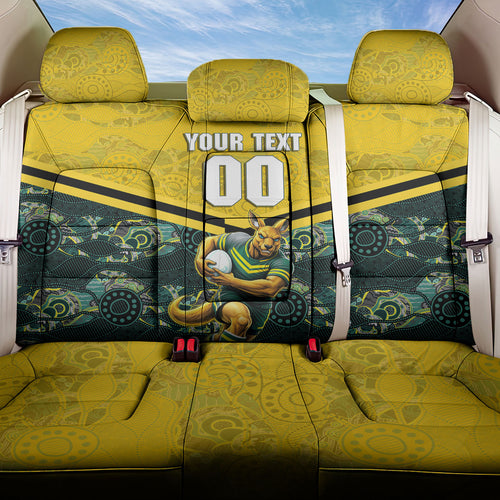 Personalised Kangaroos Rugby Back Car Seat Cover Aboriginal Pattern Australia Colors Tribal Sports