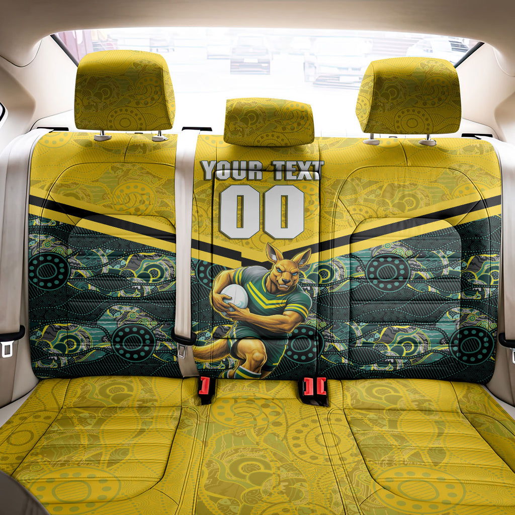 Personalised Kangaroos Rugby Back Car Seat Cover Aboriginal Pattern Australia Colors Tribal Sports