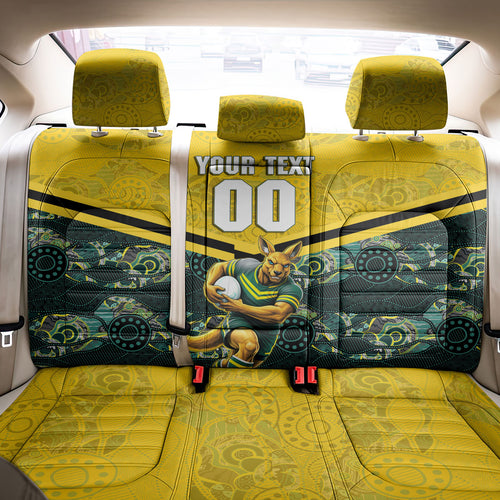 Personalised Kangaroos Rugby Back Car Seat Cover Aboriginal Pattern Australia Colors Tribal Sports