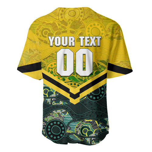 Personalised Kangaroos Rugby Baseball Jersey Aboriginal Pattern Australia Colors Tribal Sports