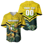 Personalised Kangaroos Rugby Baseball Jersey Aboriginal Pattern Australia Colors Tribal Sports