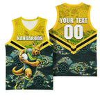Personalised Kangaroos Rugby Basketball Jersey Aboriginal Pattern Australia Colors Tribal Sports