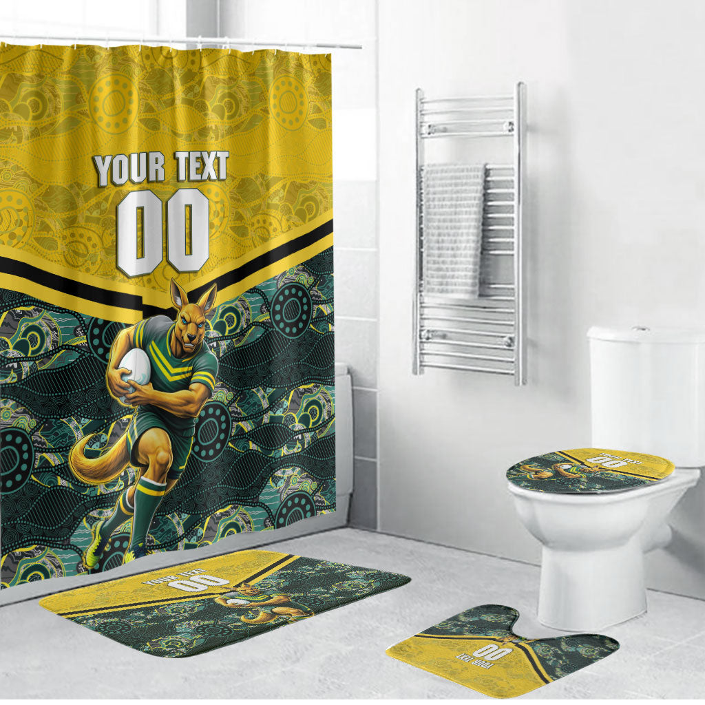 Personalised Kangaroos Rugby Bathroom Set Aboriginal Pattern Australia Colors Tribal Sports