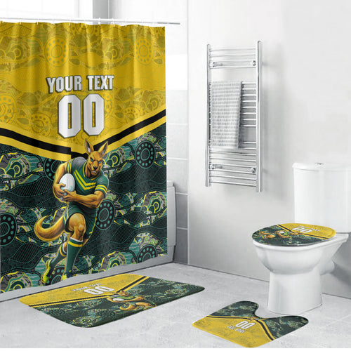 Personalised Kangaroos Rugby Bathroom Set Aboriginal Pattern Australia Colors Tribal Sports