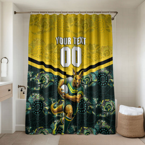 Personalised Kangaroos Rugby Bathroom Set Aboriginal Pattern Australia Colors Tribal Sports