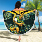 Personalised Kangaroos Rugby Beach Blanket Aboriginal Pattern Australia Colors Tribal Sports