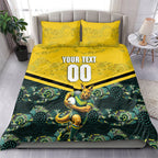 Personalised Kangaroos Rugby Bedding Set Aboriginal Pattern Australia Colors Tribal Sports