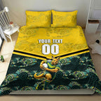 Personalised Kangaroos Rugby Bedding Set Aboriginal Pattern Australia Colors Tribal Sports