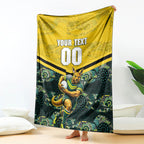 Personalised Kangaroos Rugby Blanket Aboriginal Pattern Australia Colors Tribal Sports
