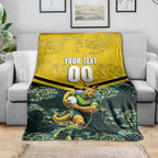 Personalised Kangaroos Rugby Blanket Aboriginal Pattern Australia Colors Tribal Sports