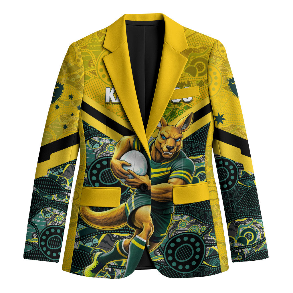 Personalised Kangaroos Rugby Blazer Aboriginal Pattern Australia Colors Tribal Sports