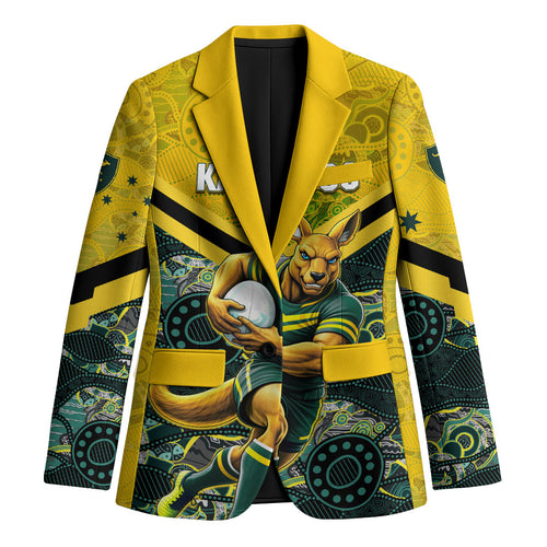 Personalised Kangaroos Rugby Blazer Aboriginal Pattern Australia Colors Tribal Sports
