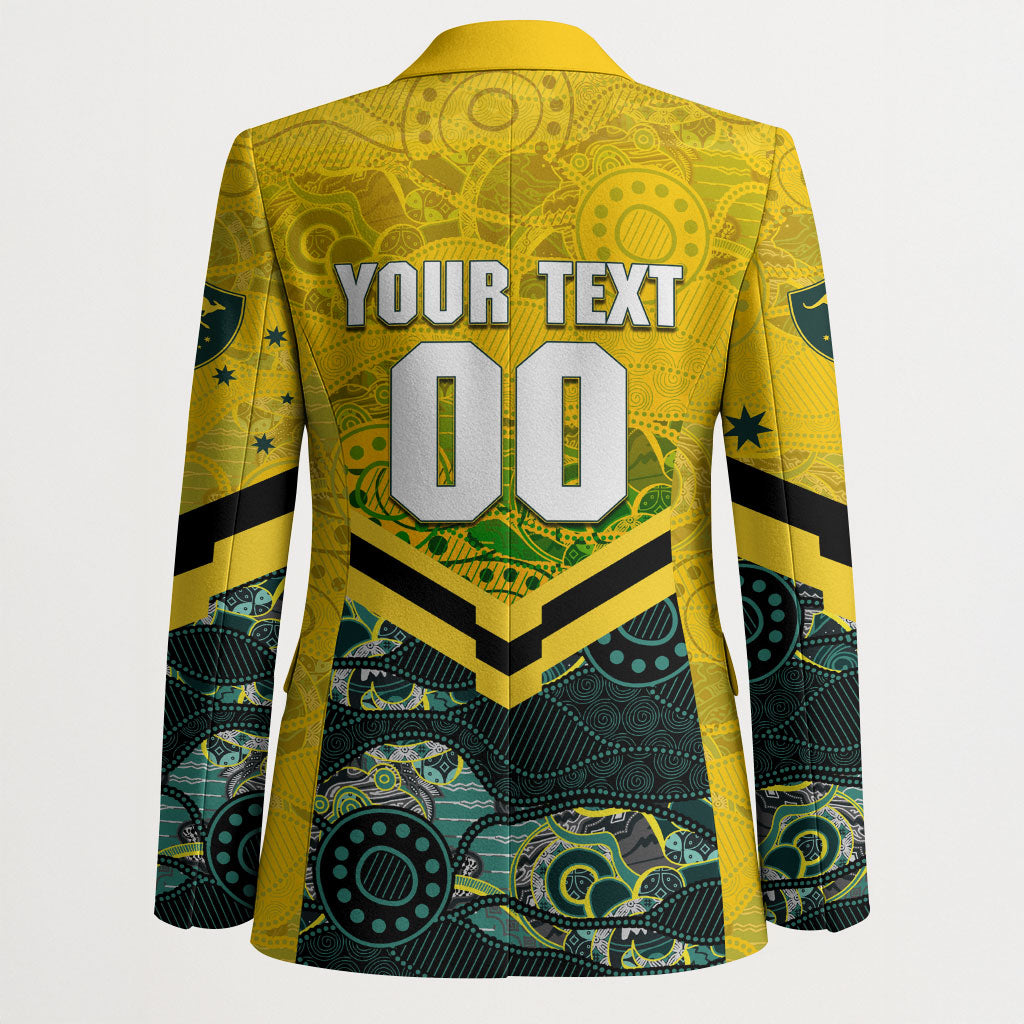 Personalised Kangaroos Rugby Blazer Aboriginal Pattern Australia Colors Tribal Sports