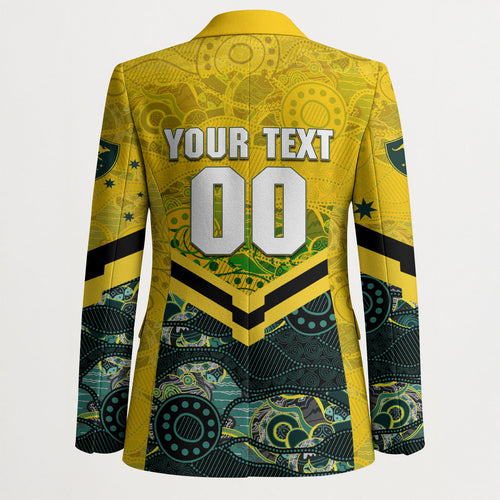 Personalised Kangaroos Rugby Blazer Aboriginal Pattern Australia Colors Tribal Sports