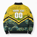 Personalised Kangaroos Rugby Bomber Puffer Jacket Aboriginal Pattern Australia Colors Tribal Sports