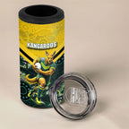 Personalised Kangaroos Rugby 4 in 1 Can Cooler Tumbler Aboriginal Pattern Australia Colors Tribal Sports