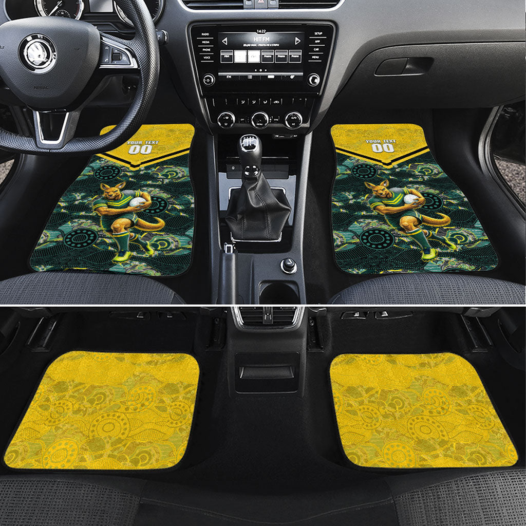 Personalised Kangaroos Rugby Car Mats Aboriginal Pattern Australia Colors Tribal Sports