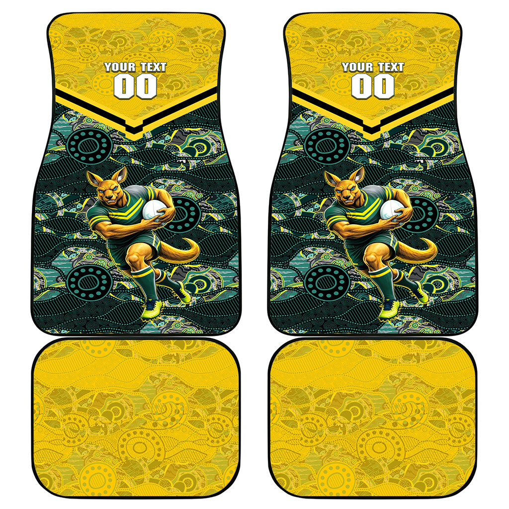 Personalised Kangaroos Rugby Car Mats Aboriginal Pattern Australia Colors Tribal Sports