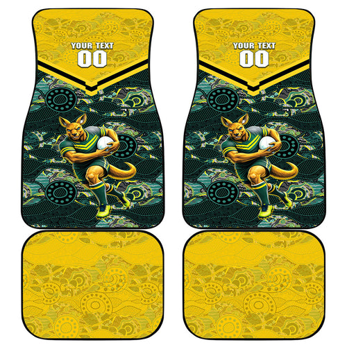 Personalised Kangaroos Rugby Car Mats Aboriginal Pattern Australia Colors Tribal Sports