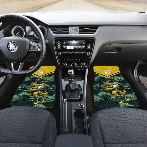 Personalised Kangaroos Rugby Car Mats Aboriginal Pattern Australia Colors Tribal Sports