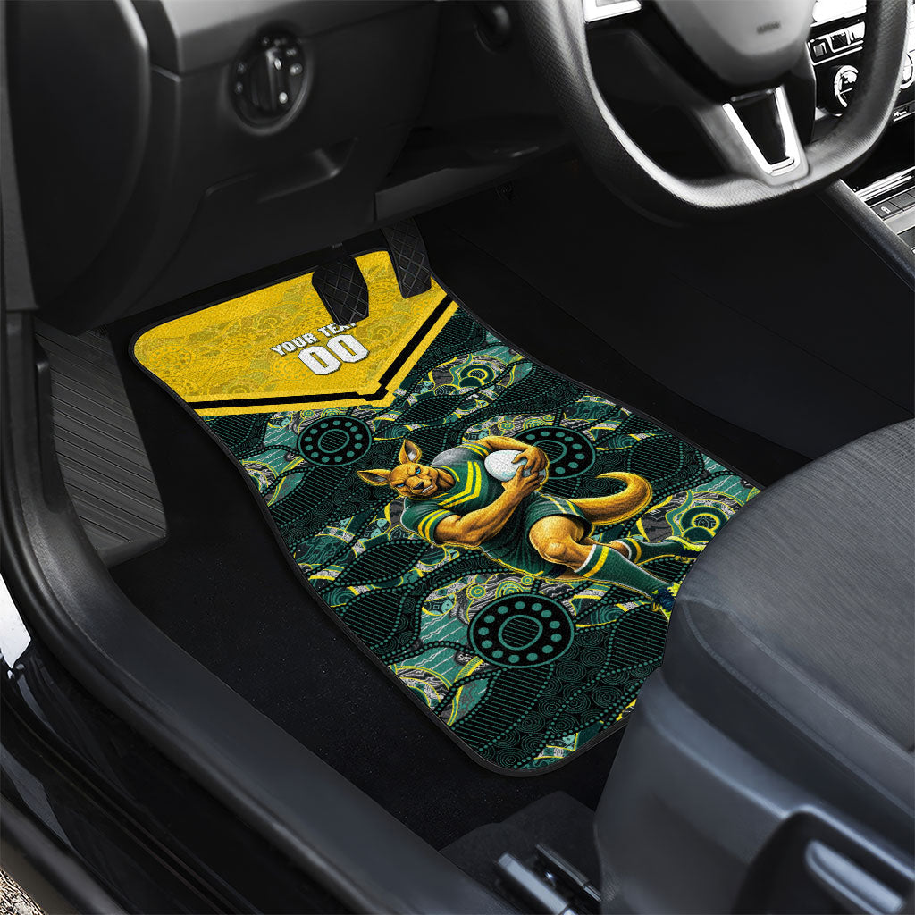 Personalised Kangaroos Rugby Car Mats Aboriginal Pattern Australia Colors Tribal Sports