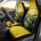 Personalised Kangaroos Rugby Car Seat Cover Aboriginal Pattern Australia Colors Tribal Sports