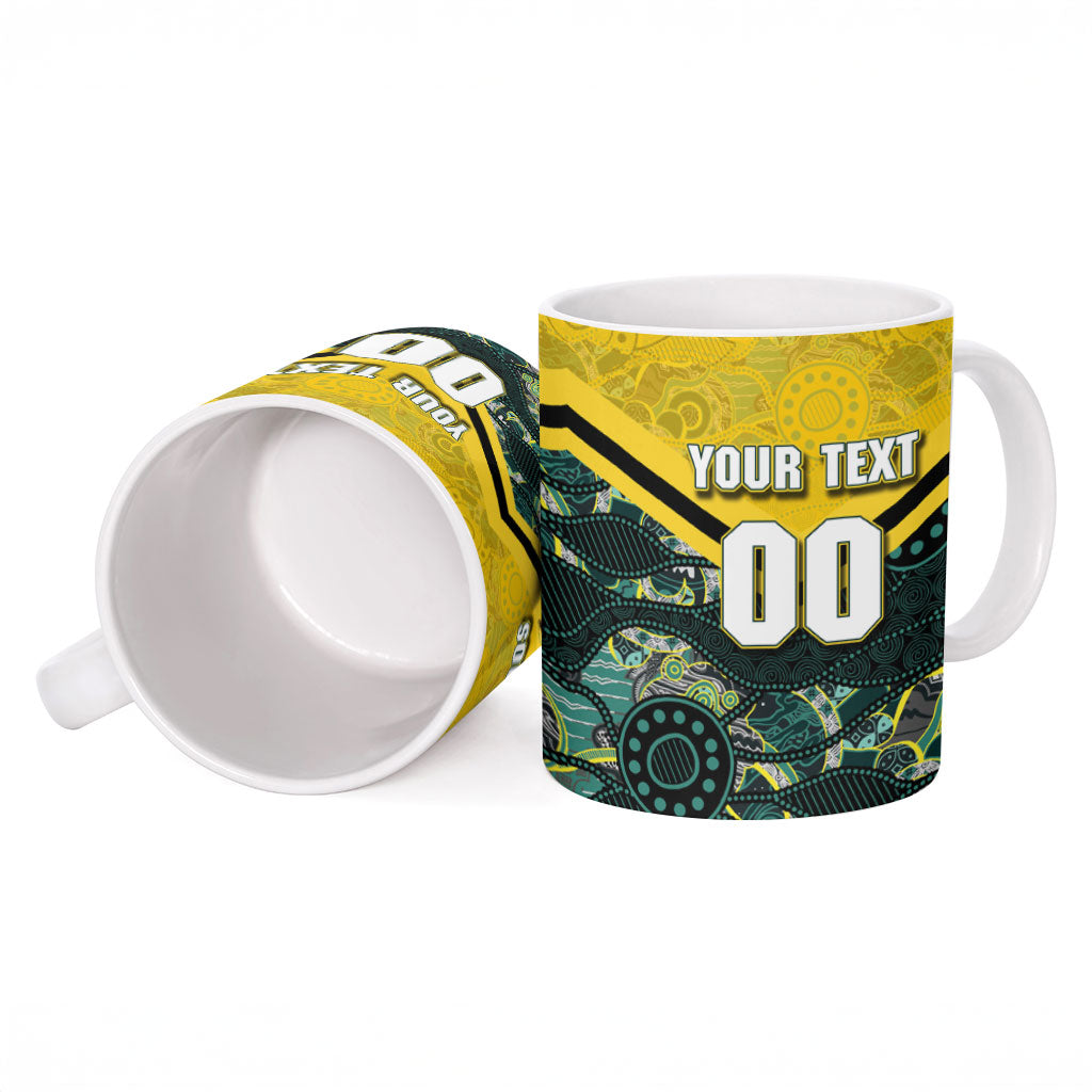Personalised Kangaroos Rugby Ceramic Mug Aboriginal Pattern Australia Colors Tribal Sports