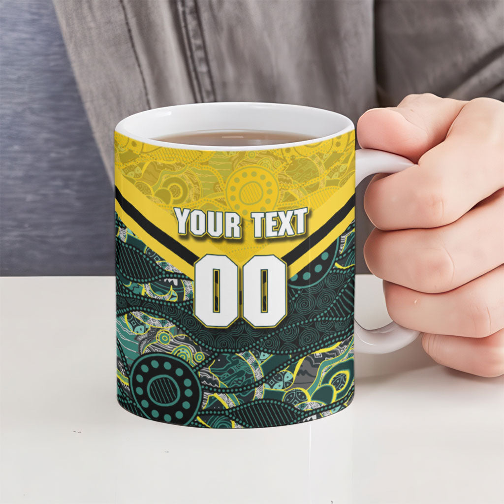 Personalised Kangaroos Rugby Ceramic Mug Aboriginal Pattern Australia Colors Tribal Sports