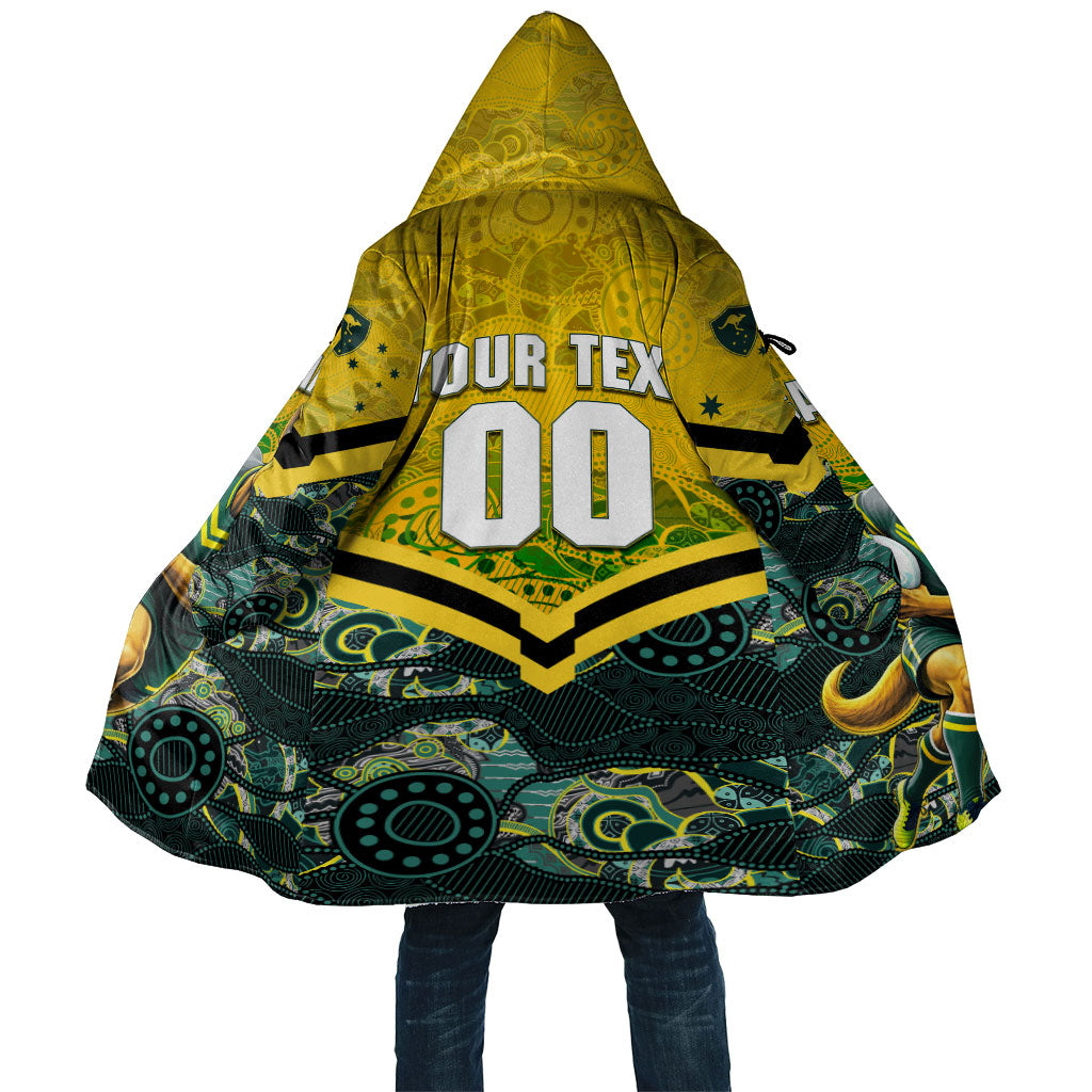 Personalised Kangaroos Rugby Cloak Aboriginal Pattern Australia Colors Tribal Sports