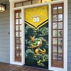 Personalised Kangaroos Rugby Door Cover Aboriginal Pattern Australia Colors Tribal Sports