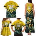 Personalised Kangaroos Rugby Family Matching Tank Maxi Dress and Hawaiian Shirt Aboriginal Pattern Australia Colors Tribal Sports