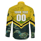 Personalised Kangaroos Rugby Family Matching Tank Maxi Dress and Hawaiian Shirt Aboriginal Pattern Australia Colors Tribal Sports