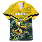 Personalised Kangaroos Rugby Hawaiian Shirt Aboriginal Pattern Australia Colors Tribal Sports