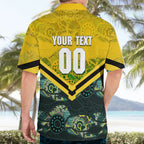 Personalised Kangaroos Rugby Hawaiian Shirt Aboriginal Pattern Australia Colors Tribal Sports