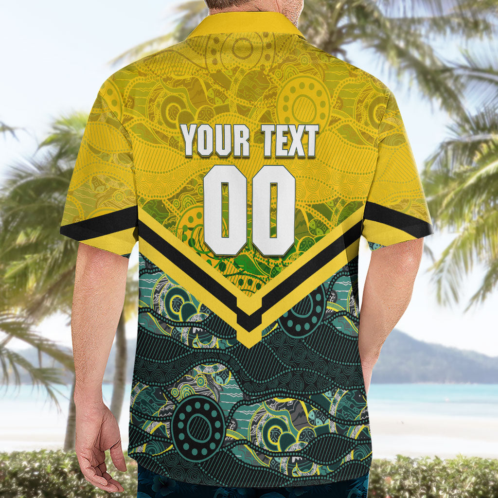 Personalised Kangaroos Rugby Hawaiian Shirt Aboriginal Pattern Australia Colors Tribal Sports